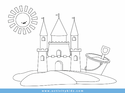 Colouring - Sand Castle - ActivityKidz