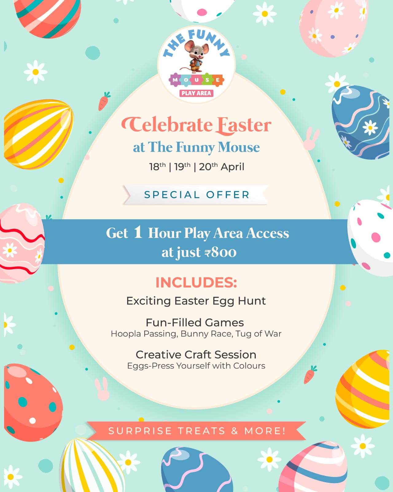 Easter Celebration At The Funny Mouse (18-20 Apr) | Near Ambience Mall Gurgaon - ActivityKidz