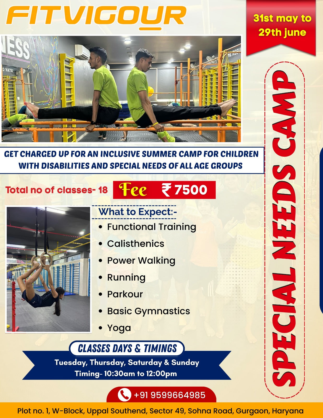 Special Needs Summer Camp by Fitvigour (31 May - 29 Jun) | Sector 49 Gurgaon