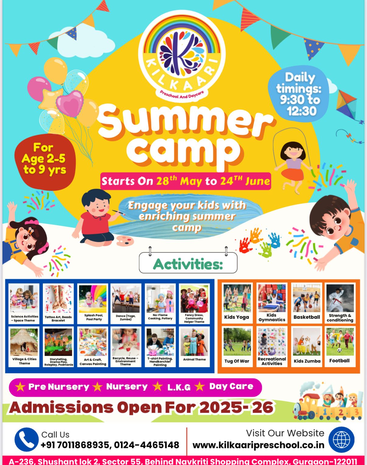 Summer Camp by Kilkaari Preschool and Daycare (28 May - 24 Jun) | Sector 55 Gurgaon