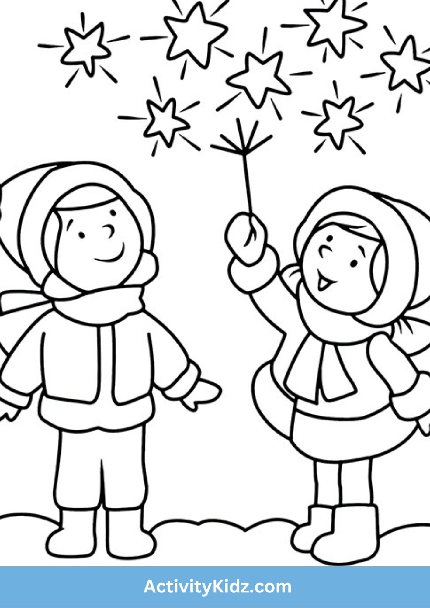 New Year Celebration Coloring Worksheet