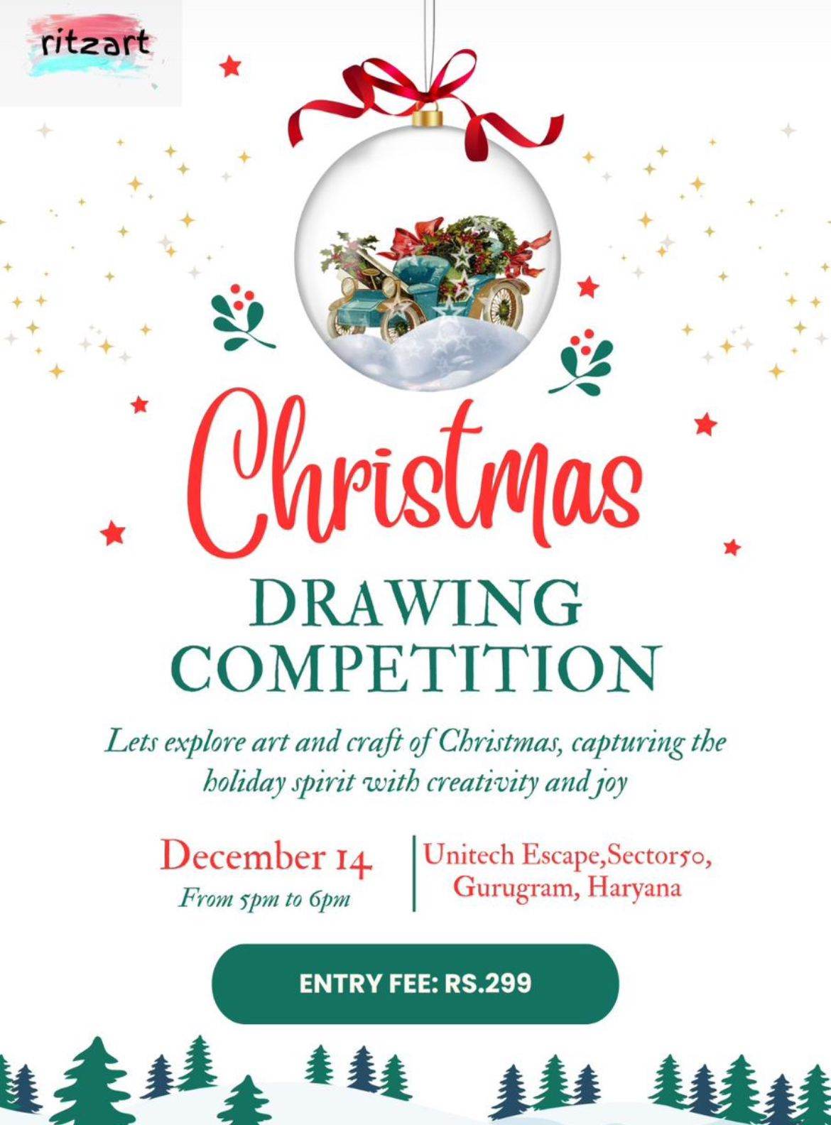 Christmas Drawing Competition By Ritzart (14-Dec) | Nirvana Country Sector 50 Gurgaon - ActivityKidz
