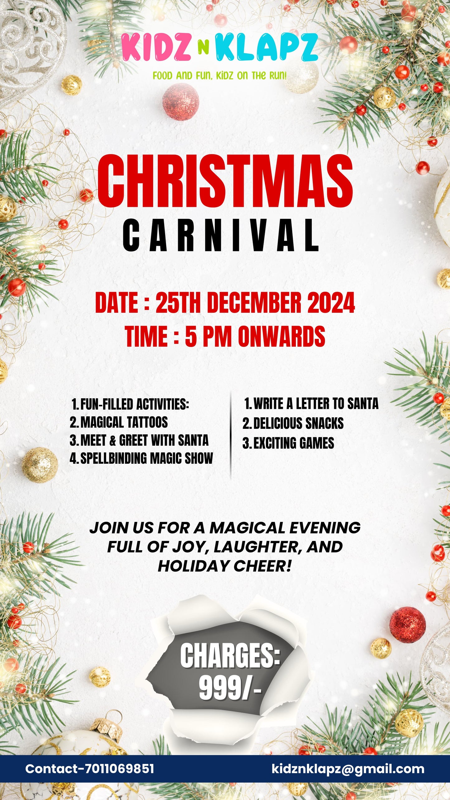 Christmas Carnival by Kidz N Klapz (25-Dec) | Reach 3 Roads Mall Gurgaon