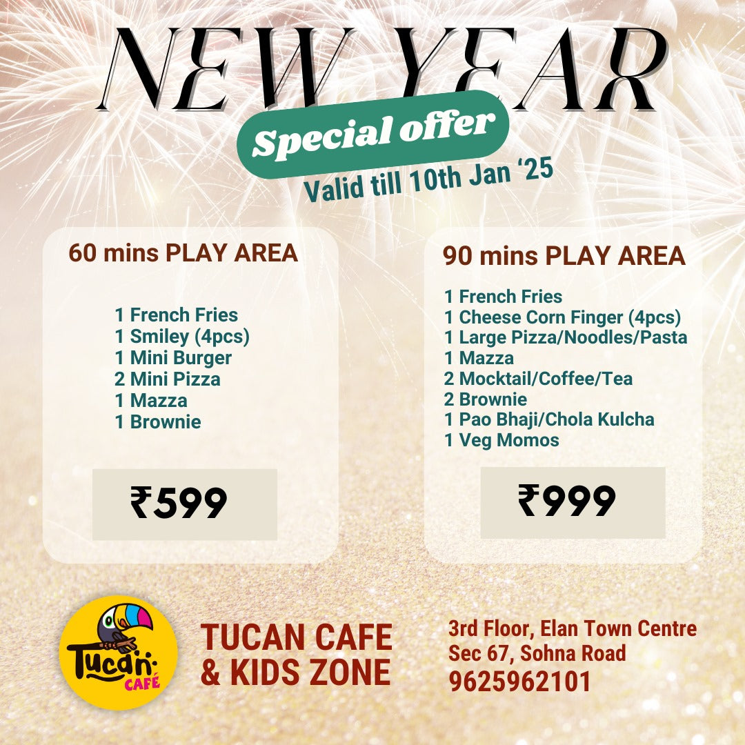 New Year Offer by Tucan Play Area (31 Dec -10 Jan) | Elan Town Centre Sohna Road Gurgaon