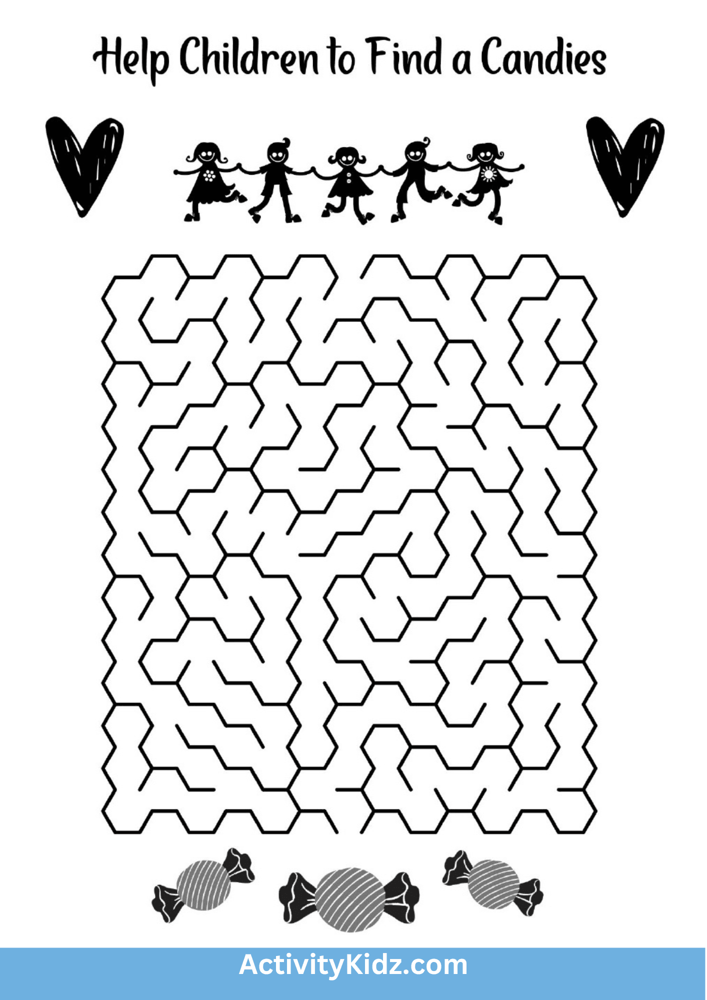 Fun Candy Maze Puzzle for Kids - ActivityKidz