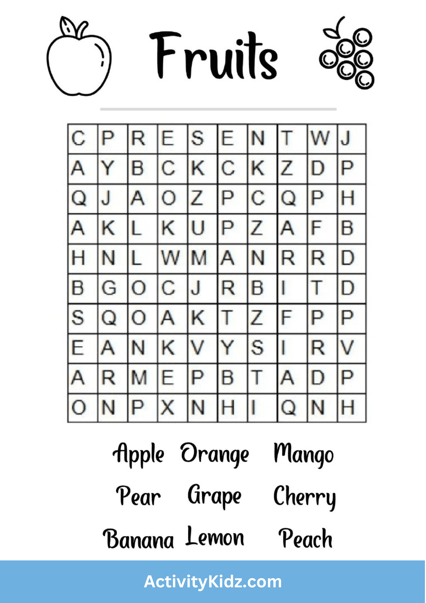 fruits-word-search-puzzle-download-free-printable-worksheets-for-kids-activitykidz for Free Printable Places Please Puzzles Fruits Word Search Puzzle- Download FREE Printable Worksheets for Kids – ActivityKidz for Free Printable Places Please Puzzles