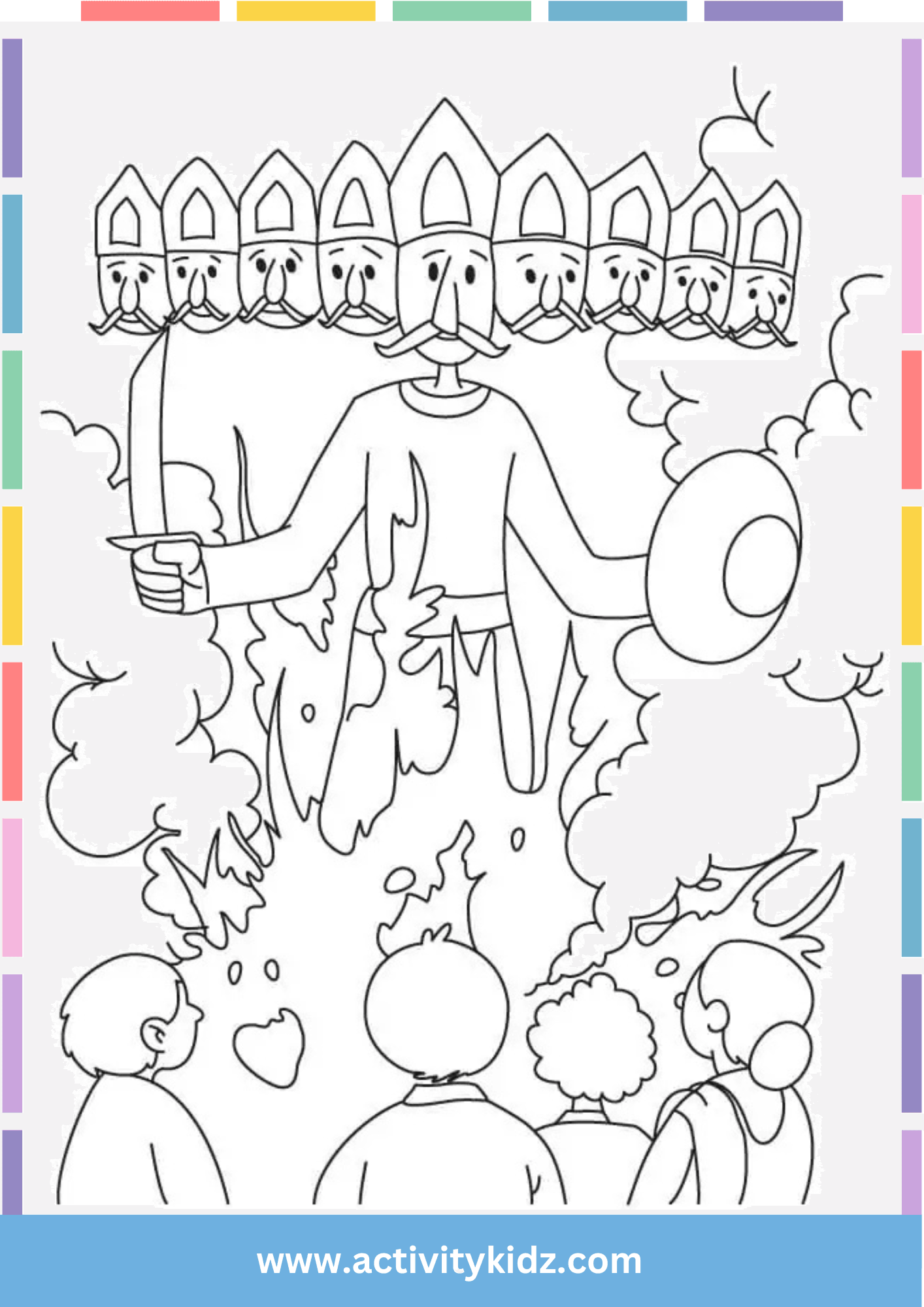 Ravan Dahan Colouring Sheet - ActivityKidz