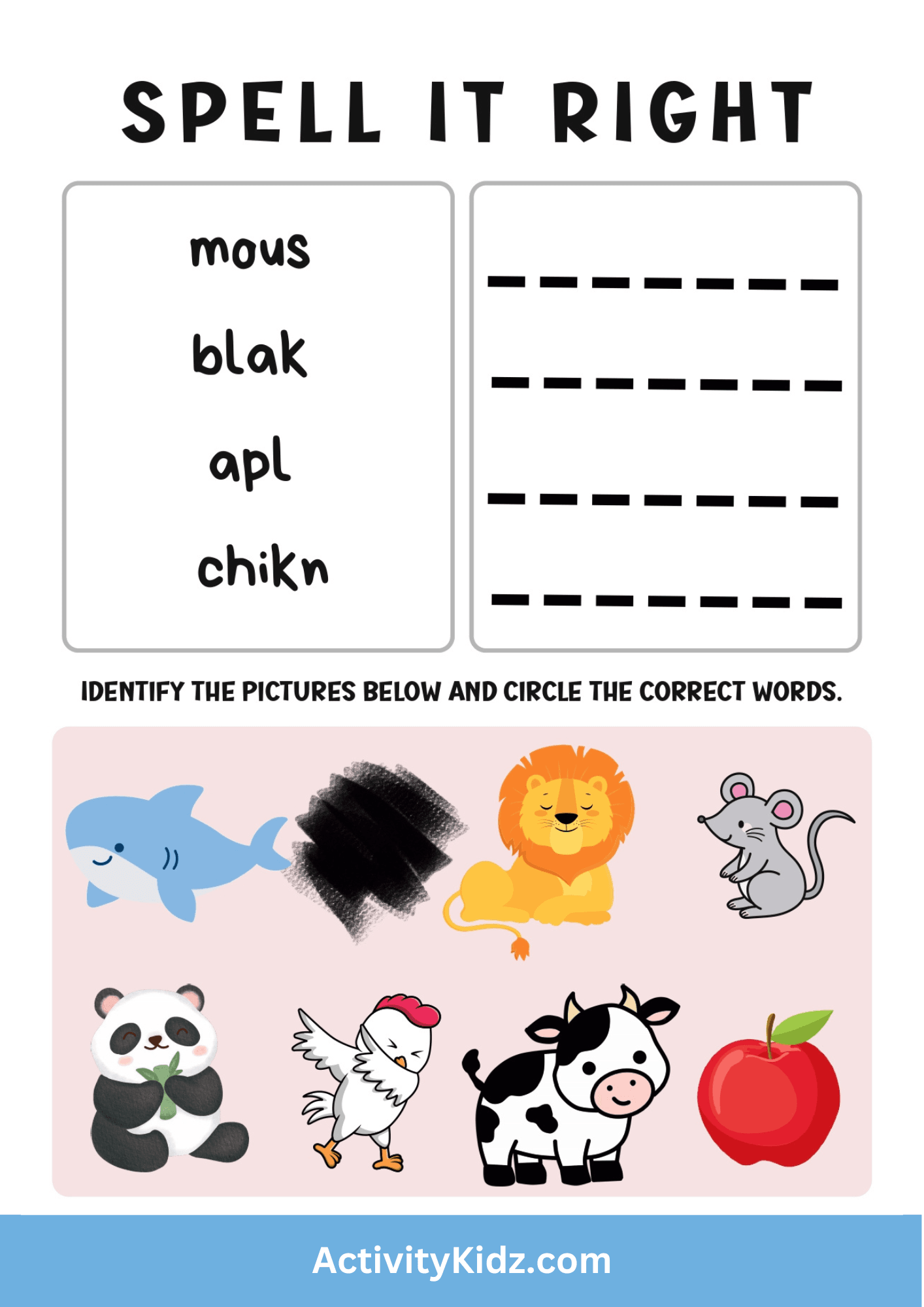 Spell It Right and Identify the Pictures- Download FREE Printable ...