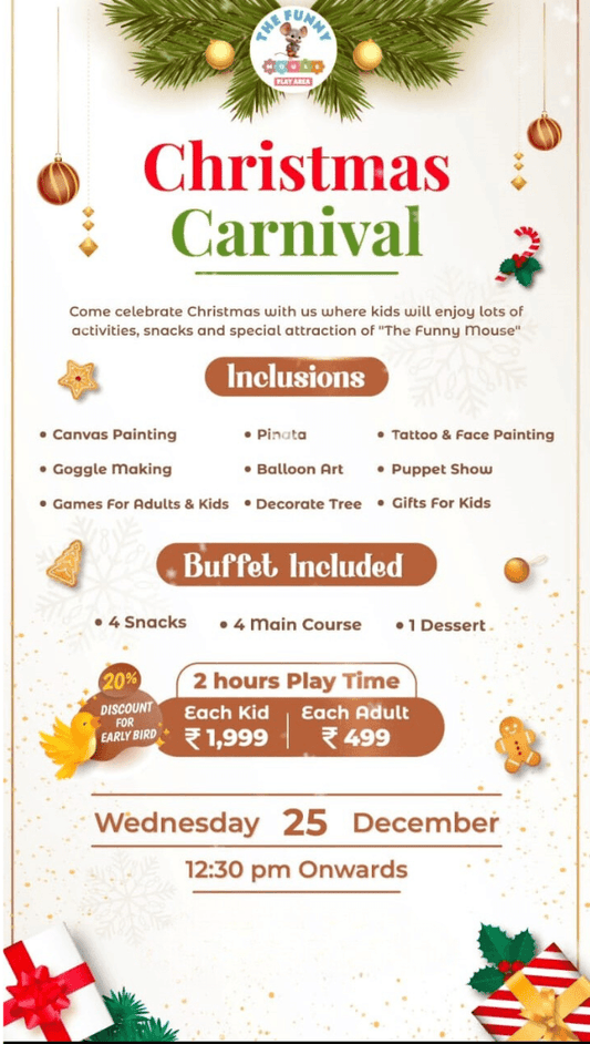 Christmas Carnival By The Funny Mouse (25-Dec) | Moulsari Avenue DLF Phase 3 Gurgaon - ActivityKidz