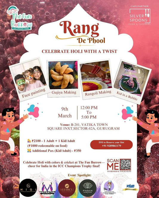 Rang De Phool Holi Celebration at The Fun Burrow (9-Mar) | Sector 82A Gurgaon