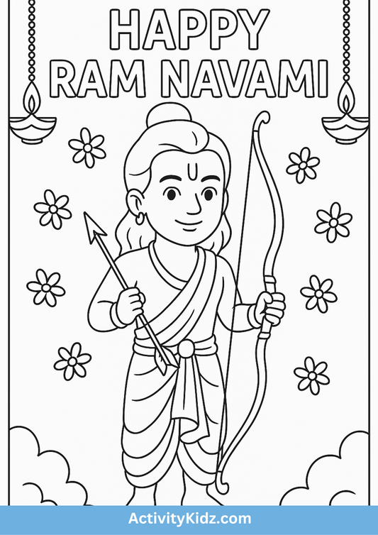Happy Ram Navami – Coloring Worksheet for Kids