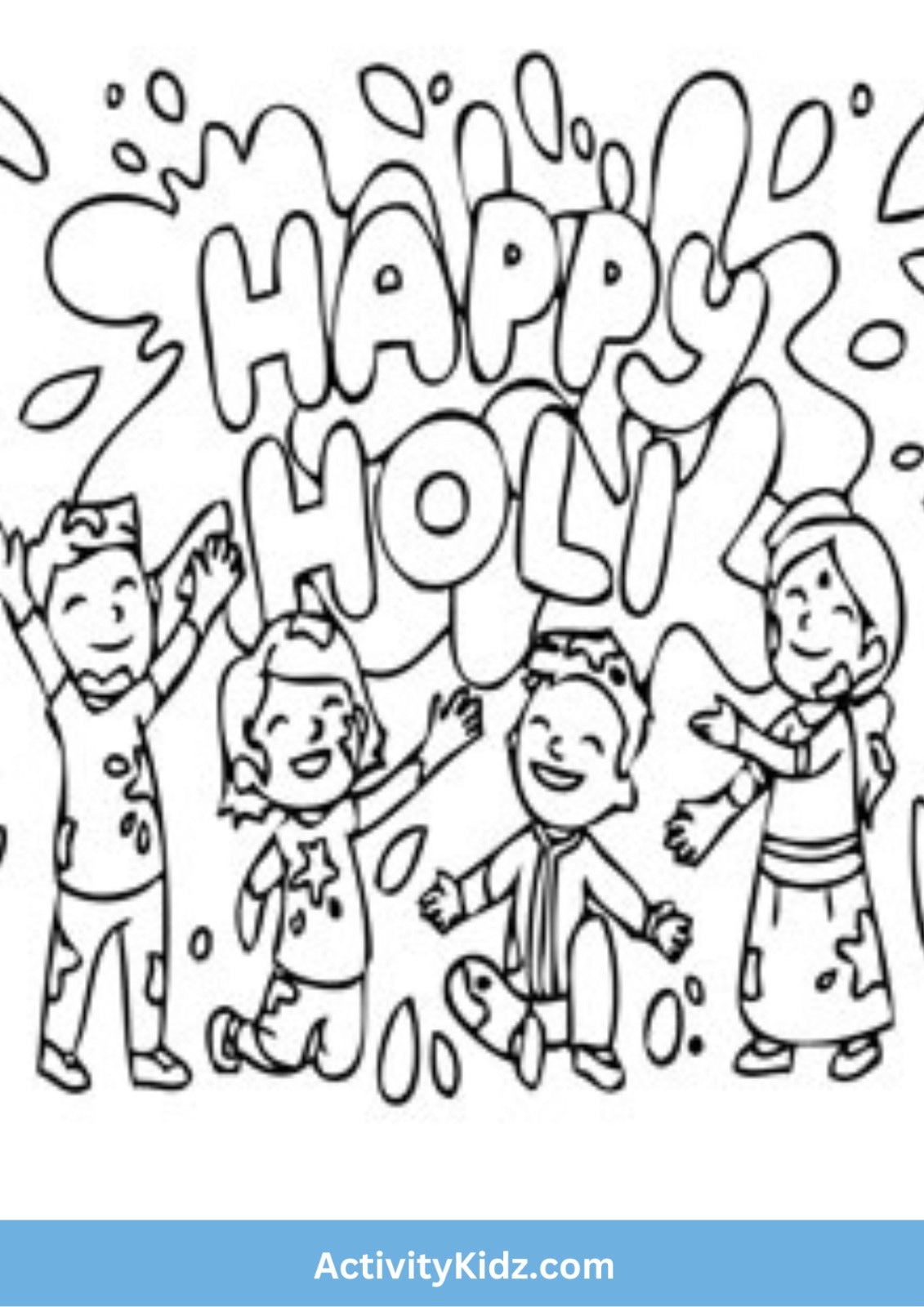 Happy Holi Coloring Worksheet