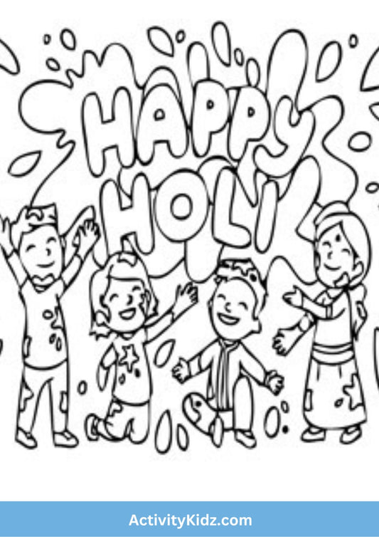 Happy Holi Coloring Worksheet
