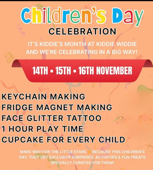 Children's Day celebration at Kiddie Widdie Junction (14-16 Nov) | Rajouri Garden New Delhi