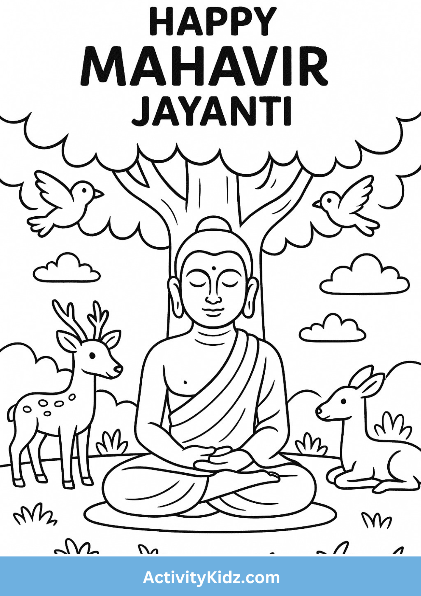 Happy Mahavir Jayanti Coloring Worksheet