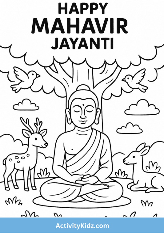 Happy Mahavir Jayanti Coloring Worksheet