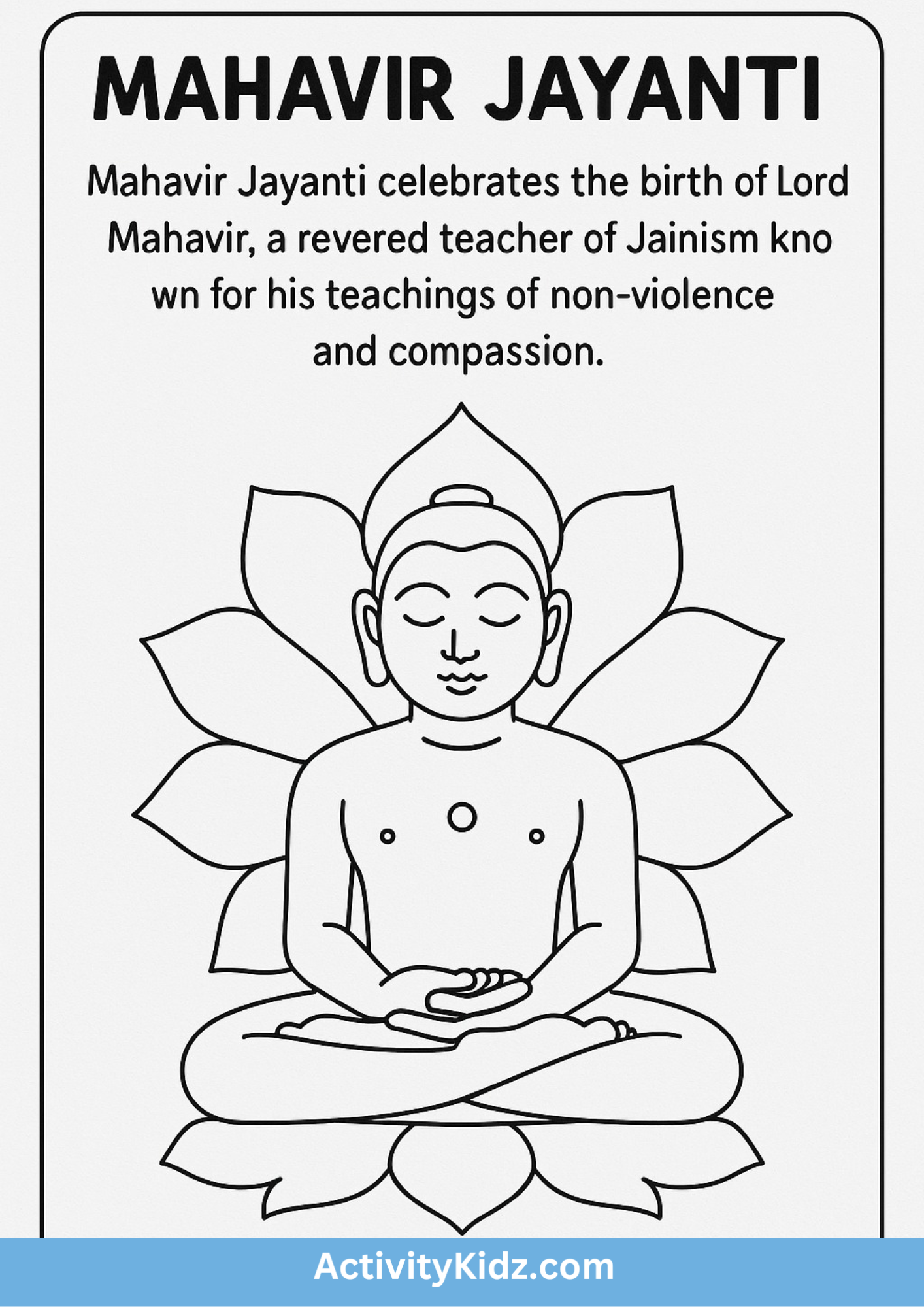 Mahavir Jayanti Coloring Worksheet