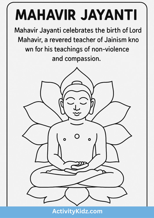 Mahavir Jayanti Coloring Worksheet