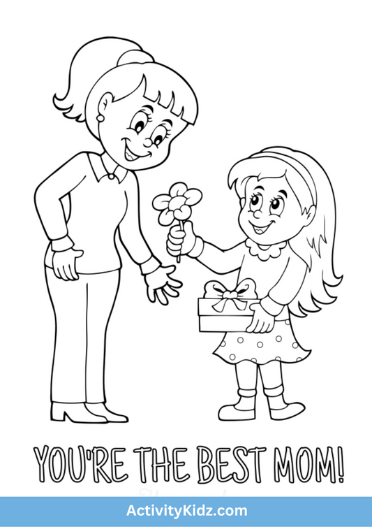 A Special Gift for Mom - Coloring Page