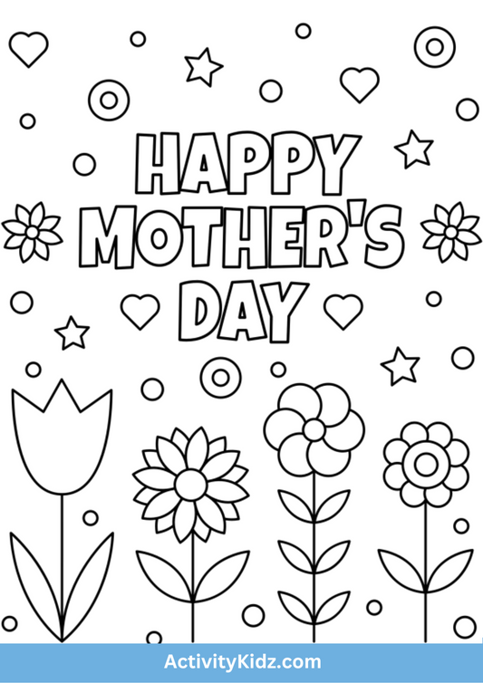 Mother's Day Flowers & Shapes Coloring Page