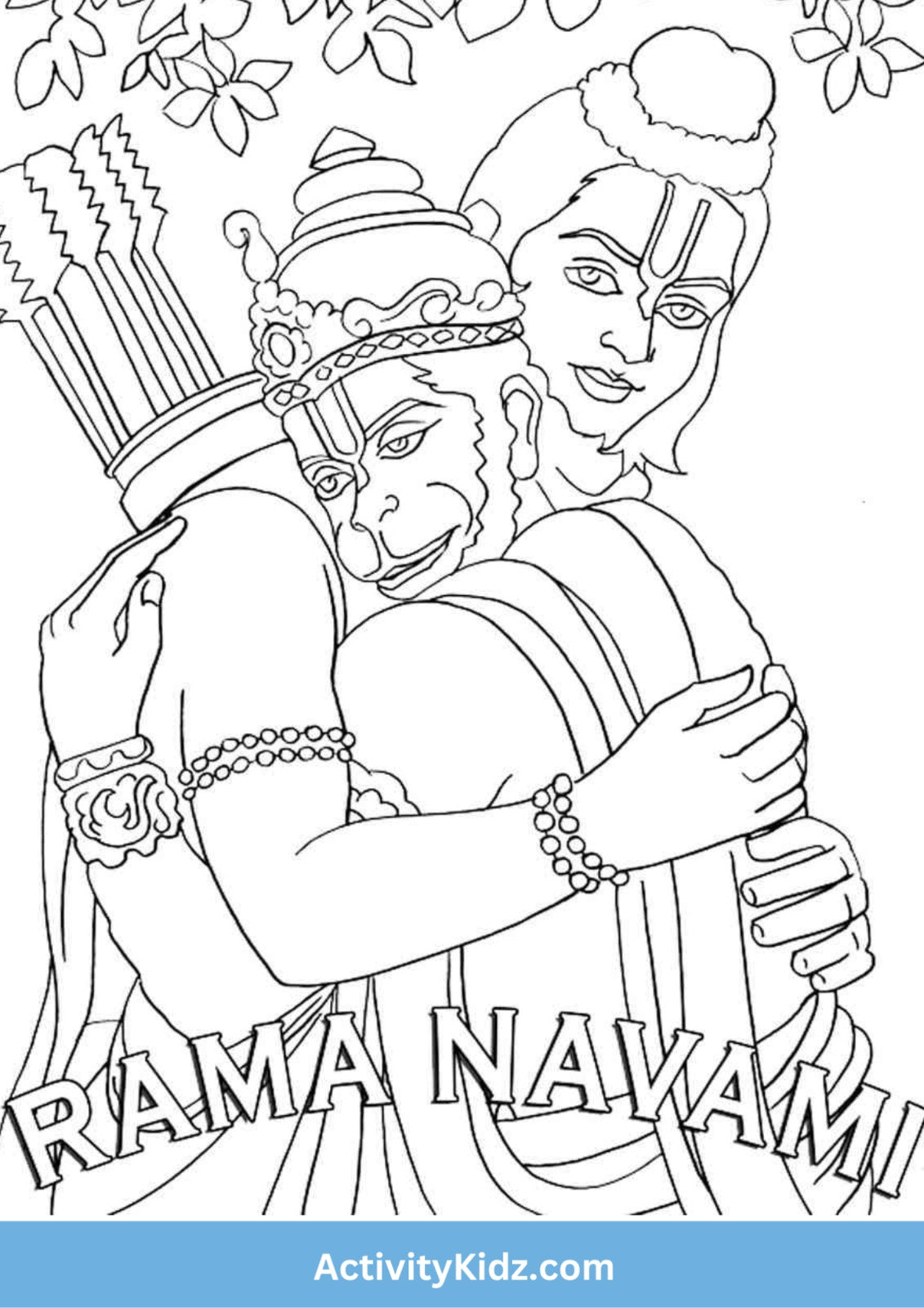 Ram Navami – Lord Ram and Hanuman Ji Coloring Page