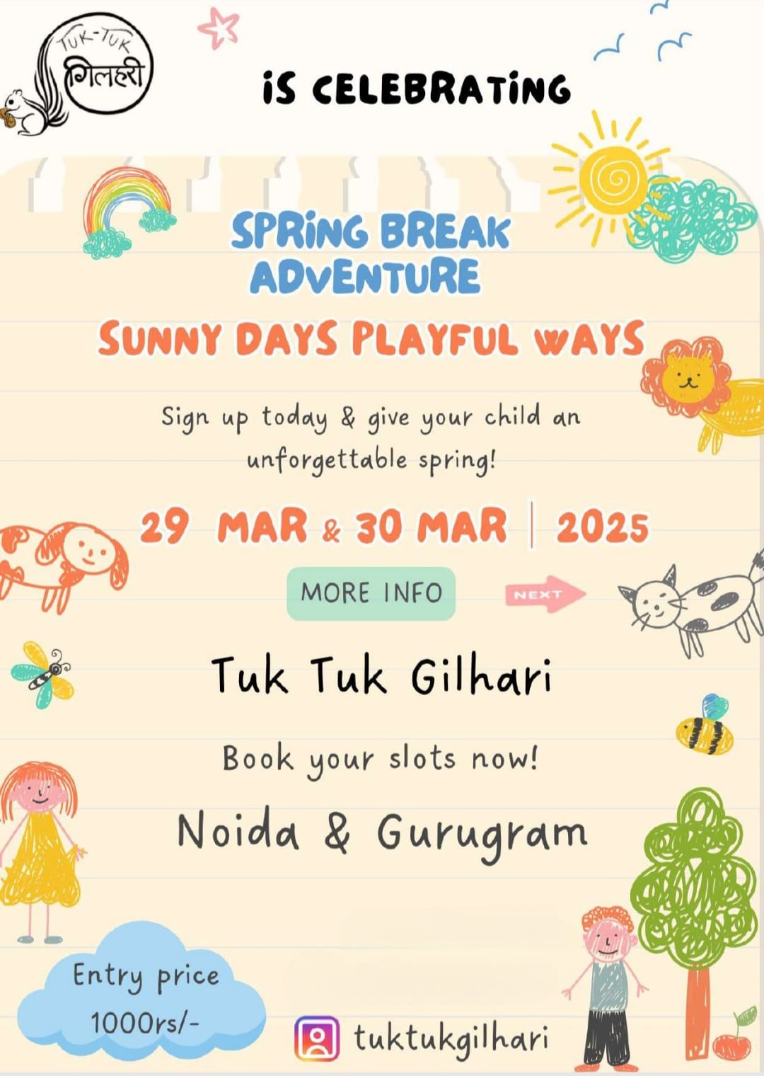 Spring Break Adventure by Tuk Tuk Gilhari Animal Petting Farm (29-30 Mar) | Kadarpur Gurgaon