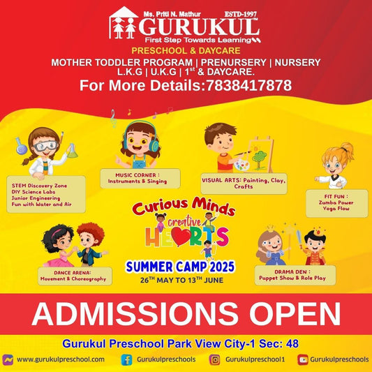 Summer Camp by Gurukul Preschool and Daycare (26 May - 13 Jun) | Sector 48 Gurgaon