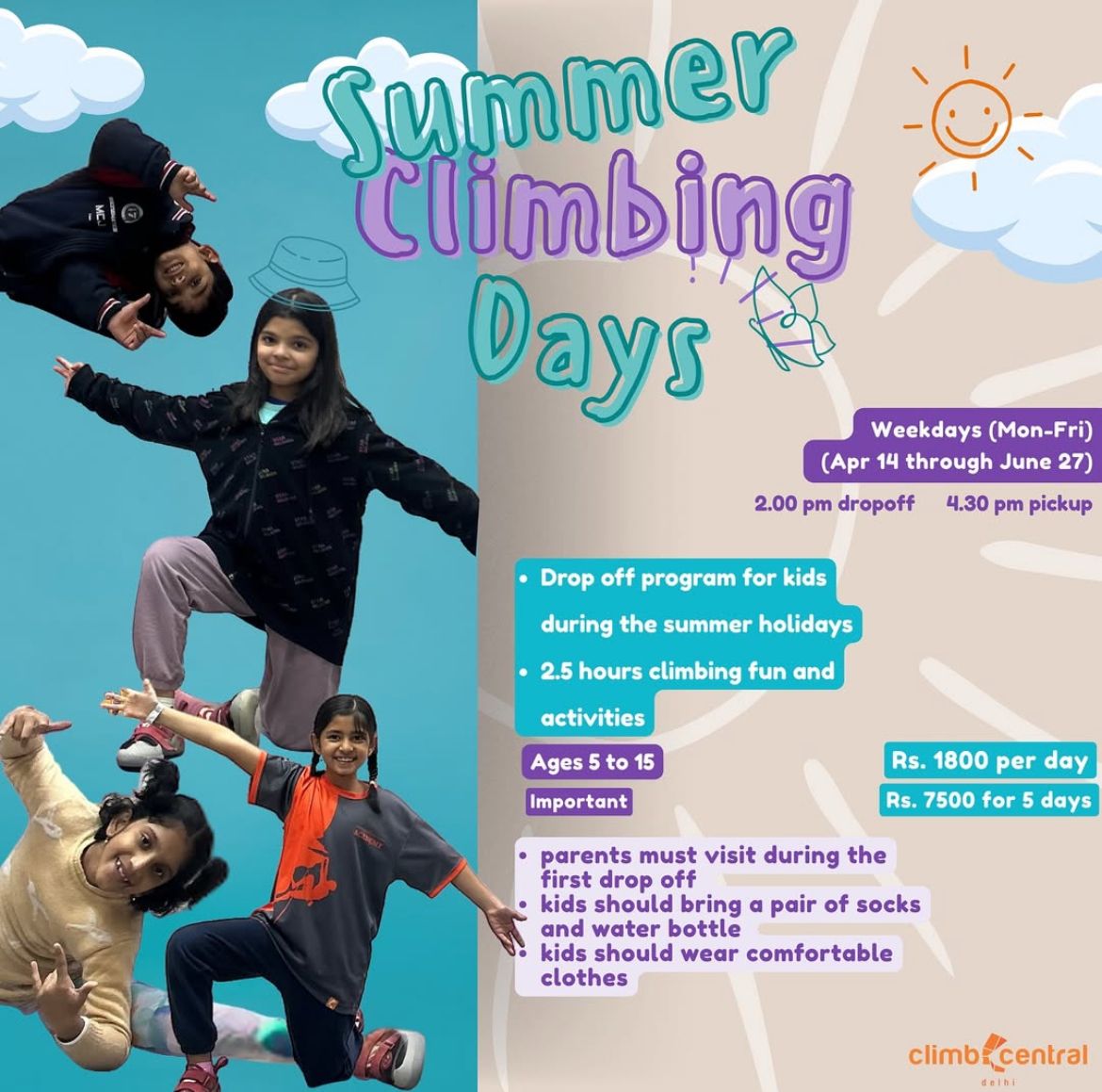 Summer Climbing Days at Climb Central (14 Apr - 27 Jun) | Mehrauli-Gurgaon Road New Delhi
