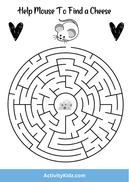 Maze Adventure: Guide the Mouse to the Cheese - ActivityKidz