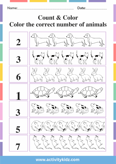 Count & Color Animals- Download FREE Printable Worksheets for Kids ...