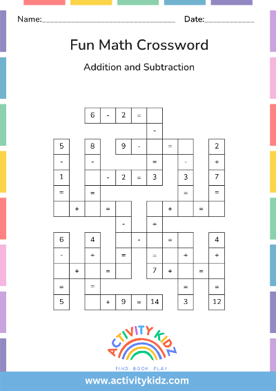 Math Addition Crosswords Math Crossword Puzzles For Math Crossword Puzzles — Math Things