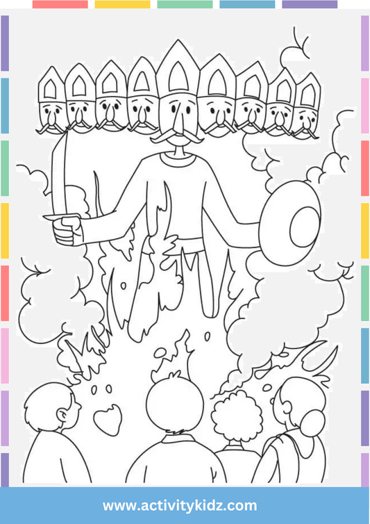 Ravan Dahan Colouring Sheet - ActivityKidz